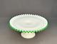 Fenton Emerald Crest Green Milk Glass 12 1/2 Pedestal Cake Stand C. 1950's Mint