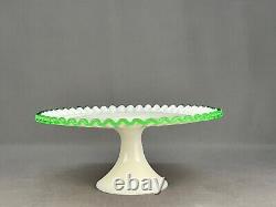 Fenton EMERALD CREST Green Milk Glass 12 1/2 Pedestal Cake Stand c. 1950's MINT