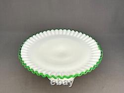 Fenton EMERALD CREST Green Milk Glass 12 1/2 Pedestal Cake Stand c. 1950's MINT