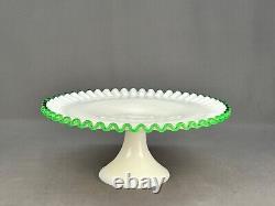 Fenton EMERALD CREST Green Milk Glass 12 1/2 Pedestal Cake Stand c. 1950's MINT