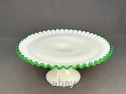 Fenton EMERALD CREST Green Milk Glass 12 1/2 Pedestal Cake Stand c. 1950's MINT