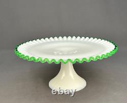 Fenton EMERALD CREST Green Milk Glass 12 1/2 Pedestal Cake Stand c. 1950's MINT