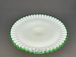 Fenton EMERALD CREST Green Milk Glass 12 1/2 Pedestal Cake Stand c. 1950's MINT