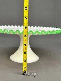 Fenton EMERALD CREST Green Milk Glass 12 1/2 Pedestal Cake Stand c. 1950's MINT