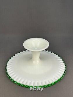 Fenton EMERALD CREST Green Milk Glass 12 1/2 Pedestal Cake Stand c. 1950's MINT