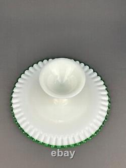 Fenton EMERALD CREST Green Milk Glass 12 1/2 Pedestal Cake Stand c. 1950's MINT