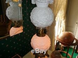 Fenton Embossed Poppy Milk Glass GWTW Parlor Lamp 23