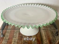 Fenton Emerald Crest Milk Glass Cake Pedestal Plate Stand