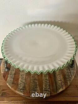 Fenton Emerald Crest Milk Glass Cake Pedestal Plate Stand