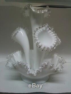Fenton Epergne Silver Crest AB 354 4 Horn Vase