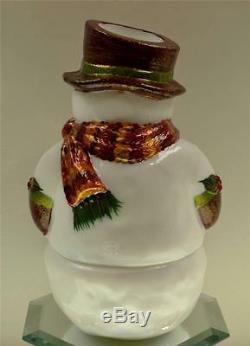 Fenton FAIRY LIGHT LAMP Milk Glass Snowman LET IT SNOW OOAK freeUSAshp