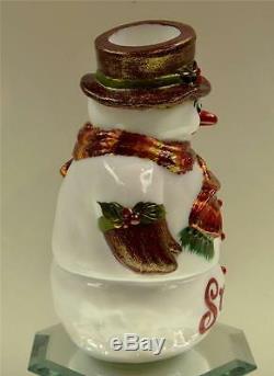 Fenton FAIRY LIGHT LAMP Milk Glass Snowman LET IT SNOW OOAK freeUSAshp