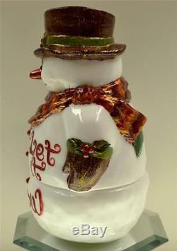 Fenton FAIRY LIGHT LAMP Milk Glass Snowman LET IT SNOW OOAK freeUSAshp