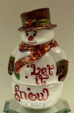 Fenton FAIRY LIGHT LAMP Milk Glass Snowman LET IT SNOW OOAK freeUSAshp