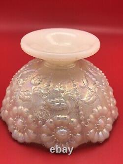 Fenton Fairy Lamp Hand Painted Glass Milk Glass Opalescent Flower Signed Holly
