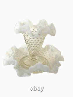 Fenton French Opalescent White Milk Glass PETITE EPERGNE 4 Vase 6 Bon Bon 50'S