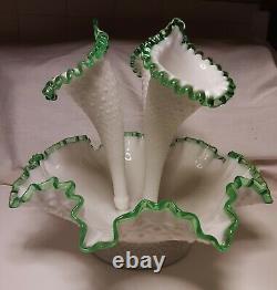 Fenton Glass Emerald Crest Epergne. Fenton Milk Glass Diamond Lace. FINAL SALE