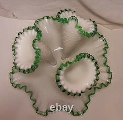 Fenton Glass Emerald Crest Epergne. Fenton Milk Glass Diamond Lace. FINAL SALE