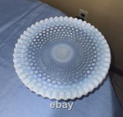 Fenton Glass Hobnail Cake Plate Stand white opalescent glass 12 diameter
