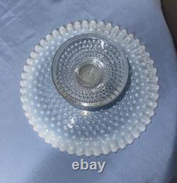 Fenton Glass Hobnail Cake Plate Stand white opalescent glass 12 diameter