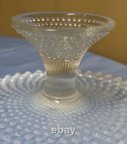 Fenton Glass Hobnail Cake Plate Stand white opalescent glass 12 diameter