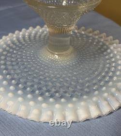Fenton Glass Hobnail Cake Plate Stand white opalescent glass 12 diameter