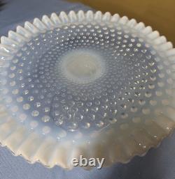 Fenton Glass Hobnail Cake Plate Stand white opalescent glass 12 diameter