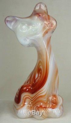 Fenton Glass Outstanding Crystal Milk Glass RUBY SLAG Happy Cat FAGCA 2005