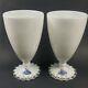 Fenton Goblet Silver Crest 6 Inch Milk Glass Clear Crimped Edge Htf Collection