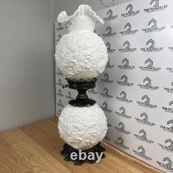 Fenton Gone With The Wind Lamp Poppy White Milk Glass