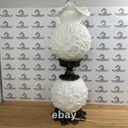 Fenton Gone With The Wind Lamp Poppy White Milk Glass