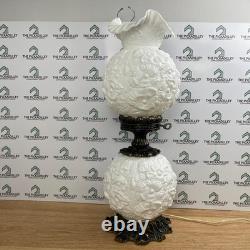Fenton Gone With The Wind Lamp Poppy White Milk Glass