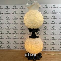 Fenton Gone With The Wind Lamp Poppy White Milk Glass