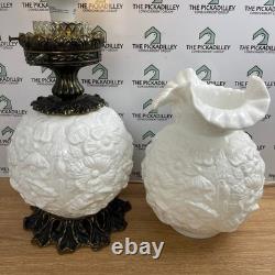 Fenton Gone With The Wind Lamp Poppy White Milk Glass