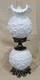 Fenton Gone With The Wind Lamp Poppy, White Milk Glass 3 Way Satin Glass 24