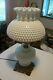 Fenton Gone With The Wind Milk Glass Hobnail Lamp Withchimney 3 Way Light Gwtw