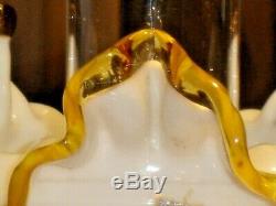 Fenton Gwtw Gold Crest Milk Glass Flower Student Poppy Lamp, Label