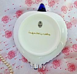 Fenton Heart Dish Milkglass Charleton Floral Pink Gold Hyacinth Ruffle Crimp