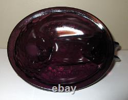 Fenton Hen on Nest 8.25 Purple with White Milk Glass Head Eggs Split Tail Large