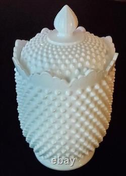 Fenton Hobnail Milk Glass Cookie Jar Large