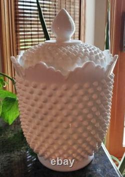 Fenton Hobnail Milk Glass Cookie Jar Large