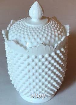 Fenton Hobnail Milk Glass Cookie Jar Large