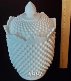 Fenton Hobnail Milk Glass Cookie Jar Large