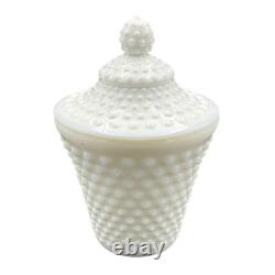 Fenton Hobnail Milk Glass Honey Jar With Lid Vintage White Decorative Canister