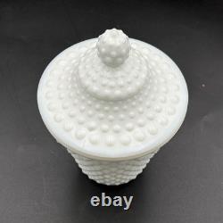 Fenton Hobnail Milk Glass Honey Jar With Lid Vintage White Decorative Canister
