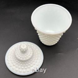 Fenton Hobnail Milk Glass Honey Jar With Lid Vintage White Decorative Canister