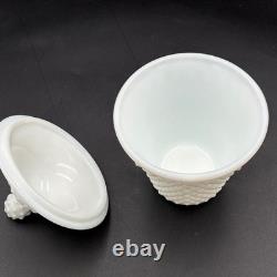 Fenton Hobnail Milk Glass Honey Jar With Lid Vintage White Decorative Canister