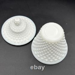 Fenton Hobnail Milk Glass Honey Jar With Lid Vintage White Decorative Canister