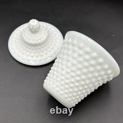 Fenton Hobnail Milk Glass Honey Jar With Lid Vintage White Decorative Canister