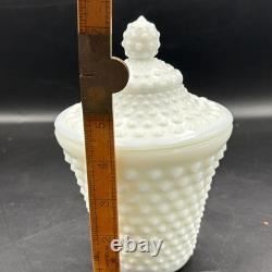 Fenton Hobnail Milk Glass Honey Jar With Lid Vintage White Decorative Canister